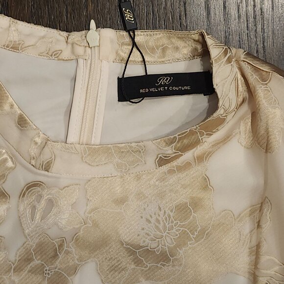 Haute Couture "Red Velvet" brand Golden stunning evening dress size 0 new tags - Picture 5 of 5